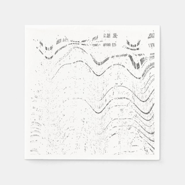 Schwarze und weiße abstrakte Wirbel-Rustical-Hochz Serviette (Vorderseite)