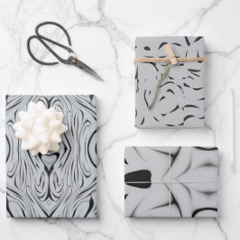 SCHWARZE UND WEISSE ABWEICHUNG GESCHENKPAPIER SET
