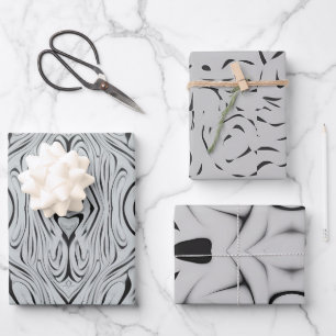 SCHWARZE UND WEISSE ABWEICHUNG GESCHENKPAPIER SET