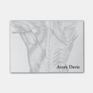 Schwarze und weiße Anatomie Art Back Muscles (189 Post-it Klebezettel