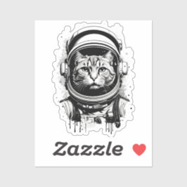Schwarze und weiße Astronautenkatze Aufkleber