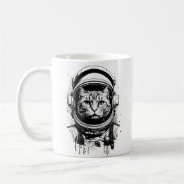 Schwarze und weiße Astronautenkatze Kaffeetasse