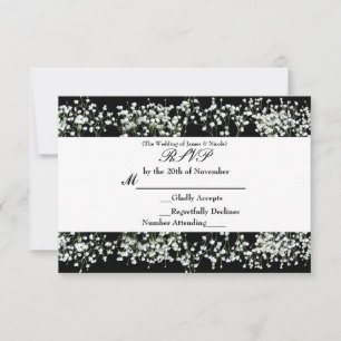 Schwarze und weiße Baby-Atem-Blumen-RSVP-Karte RSVP Karte