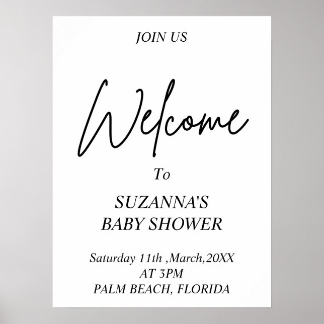 SCHWARZE UND WEISSE BEGRÜSSUNG Kinderdusche Poster (Vorne)