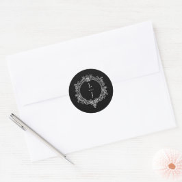 schwarze und weiße Blätter-Kamm-Hochzeit Runder Aufkleber