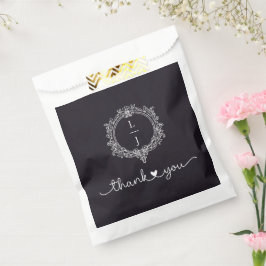 schwarze und weiße Blattkrone Hochzeitseinladung Geschenktütchen