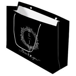 schwarze und weiße Blattkrone Hochzeitseinladung Große Geschenktüte