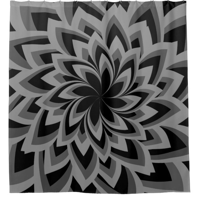 SCHWARZE UND WEISSE BLUME DUSCHVORHANG (Vorderseite)