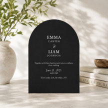 Schwarze und weiße Bogen-Hochzeitseinladung