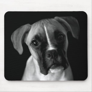 Schwarze und weiße Boxer-Welpen-Hund Lieb Mauspad