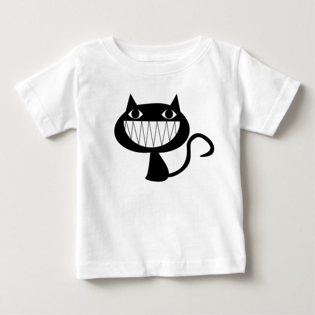 SCHWARZE UND WEISSE CAT-ILLUSTRATION BABY T-SHIRT (Vorderseite)