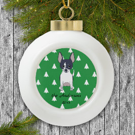 Schwarze und weiße Chihuahua weiße Weihnachtsbaume Keramik Kugel-Ornament
