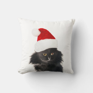 SCHWARZE UND WEISSE CHRISTMAS KATZE MIT SANTA CLAU KISSEN