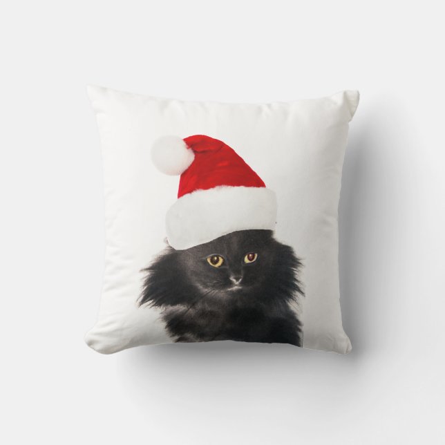 SCHWARZE UND WEISSE CHRISTMAS KATZE MIT SANTA CLAU KISSEN (Vorderseite)