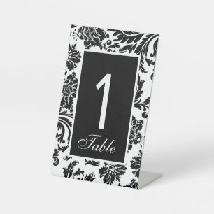 Schwarze und weiße Damast-Hochzeit nach Maß Sockelschild