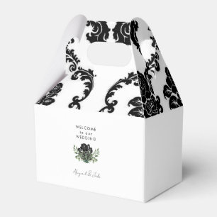 Schwarze und weiße Damast-Hochzeitsgeschenkbox Geschenkschachtel