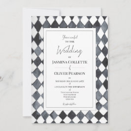 Schwarze und weiße Diamant-Hochzeitseinladung Einladung