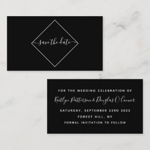 Schwarze und weiße Diamant-Save-the-Date-Karte Visitenkarte