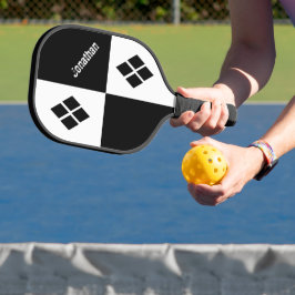 Schwarze und weiße Diamanten | Moderne benutzerdef Pickleball Schläger