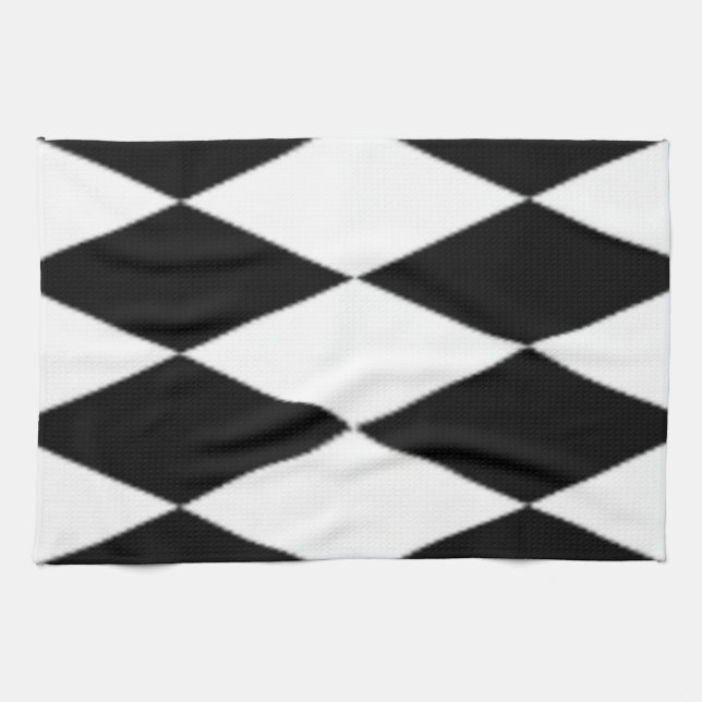 SCHWARZE UND WEISSE DIAMONEN GESCHIRRTUCH (Horizontal)