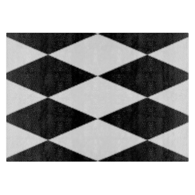 SCHWARZE UND WEISSE DIAMONEN SCHNEIDEBRETT (Vorderseite)