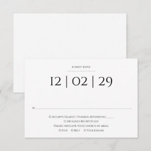 Schwarze und weiße einfache besondere Datum Hochze RSVP Karte