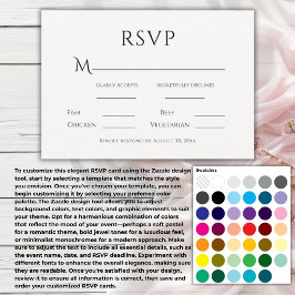 Schwarze und weiße einfache moderne Hochzeit RSVP Karte