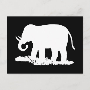 Schwarze und weiße Elefantensilhouette Postkarte