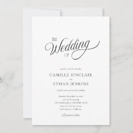 Schwarze und weiße elegante All-in-One-Hochzeit Einladung