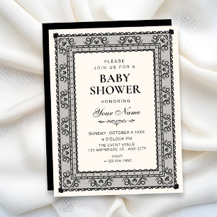 Schwarze und weiße elegante Babyparty Einladung