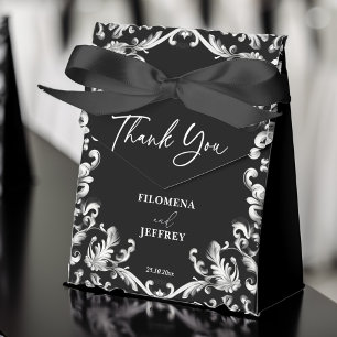 Schwarze und weiße elegante Hochzeitsdekoration Geschenkschachtel