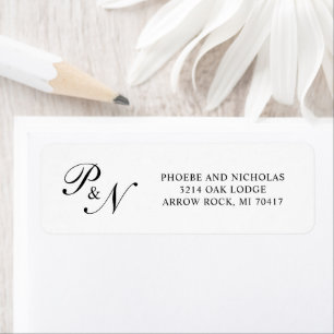 Schwarze und weiße elegante Hochzeitsrücksendeadre