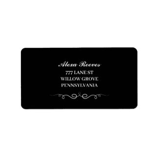 Schwarze und weiße elegante Hochzeitsrücksendeadre Adressaufkleber