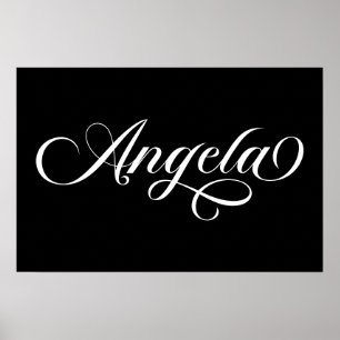 Schwarze und weiße elegante Schrift Angela Poster