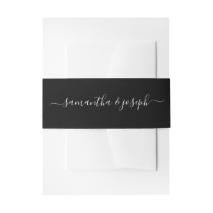 Schwarze und weiße elegante Signatur-Namen Einladungsbanderole