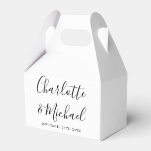 Schwarze und weiße elegante Signatur-Schrift-Hochz Geschenkschachtel