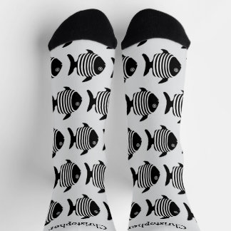 Schwarze und weiße Engelsfisch-Design personalisie Socken