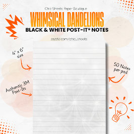 Schwarze und weiße fantastische Löwenzahn-Notizzet Post-it Klebezettel