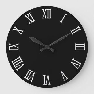 Schwarze und weiße fette römische Ziffern Große Wanduhr