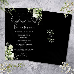 Schwarze und weiße florale Bridesmaids Luncheon-Ei Einladung