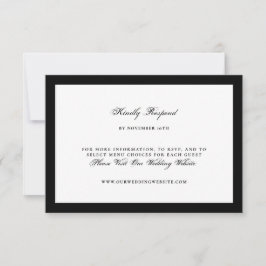 Schwarze und Weiße formelle Hochzeitswebsite RSVP Karte