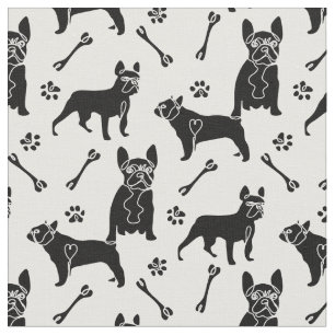 Schwarze und weiße französische Hunde Stoff