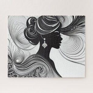 Schwarze und weiße Frau der Eleganz Puzzle