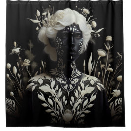 Schwarze und Weiße Frau Duschvorhang