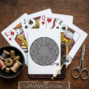 Schwarze und weiße Garnkugel-Mandala Spielkarten