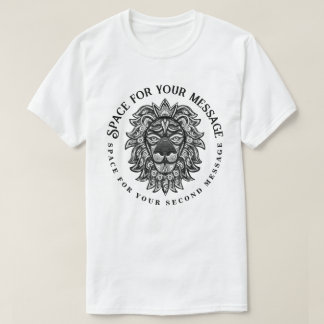Schwarze und weiße gekrönte Löwenkunst mit individ T-Shirt