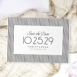 Schwarze und weiße gestreifte Eleganz klassische H Save The Date