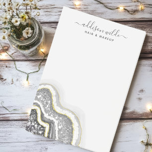 Schwarze und weiße Glitter-Achat-Geode Luxus-Busin Post-it Klebezettel
