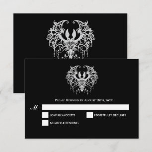 Schwarze und weiße gotische Halloween-Hochzeits-RS RSVP Karte