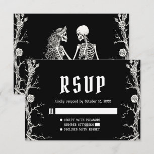 Schwarze und Weiße Gotische Halloween-Skelette Hoc RSVP Karte